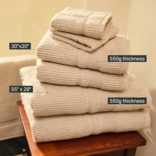 Image of Preston Lane Douro Hand Towel Set - 2 Pack Luxury Cotton Towels, Ultra Soft & Absorbent, Quick-Dry Spa-Quality Bathroom Towels, Made in Portugal, Clay 18.5 x 27.5