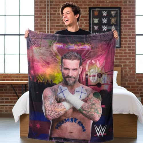 WWE CM Punk Main Event Champions Parure de lit Super Douce 116,8 x 152,4 cm (Produit sous Licence Officielle) par Franco Collectibles