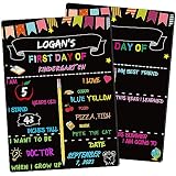 2Pcs Last Day of School Board - First Day of School Board 14x10 Double Sided Back to Preschool Sign for Kids Girls Boys Reusable Wooden 1st Day Chalkboard Sign of K12