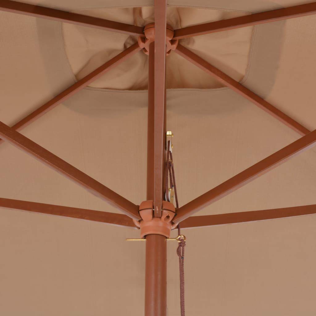 Homgoday Sombrilla de jardín con Palo de Madera Gris Taupe 200x300 cm Sombrilla de Jardín,Protección UV Sombrilla Jardín Grande Orientable Jardín Parasol Balcón