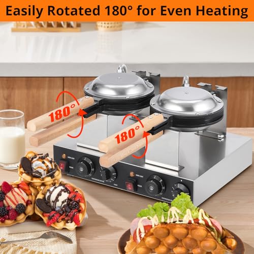 Image of Bubble Waffle Maker 2800W, Double-Side Heating Non-Stick Electric Egg Waffle Machine for Home and Commercial Use, Quick and Even Cooking for Snacks and Desserts