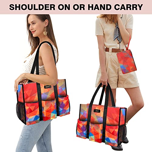 Image of IBFUN Utility Tote Bag with 24 Pockets, Large Teacher Tote for Women with Laptop Compartment, Travel Tote Bag with Zip Top