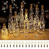 Brightown Wine Bottle Lights with Cork, 20 Pack 20 LED Waterproof Battery Operated Cork Lights, Silver Wire Mini Fairy Lights for Liquor Bottles...