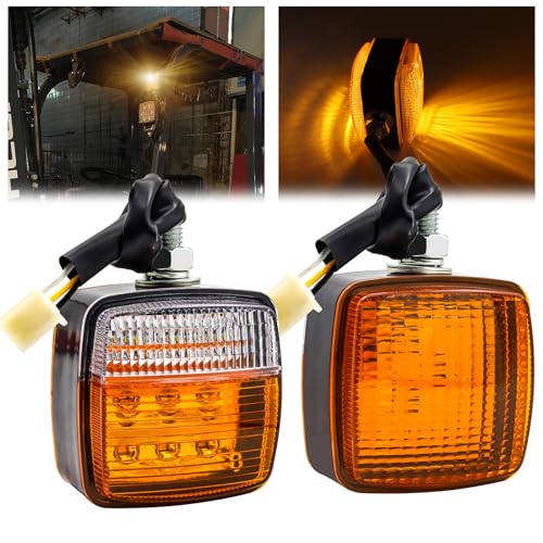 Ygmylandbb Double Faced Square Forklift LED Lights, Led Truck Trailer Turn Signal & Side Marker Lights, Forklift Light with Amber/White 13-LED 12v for forklift, 2pcs