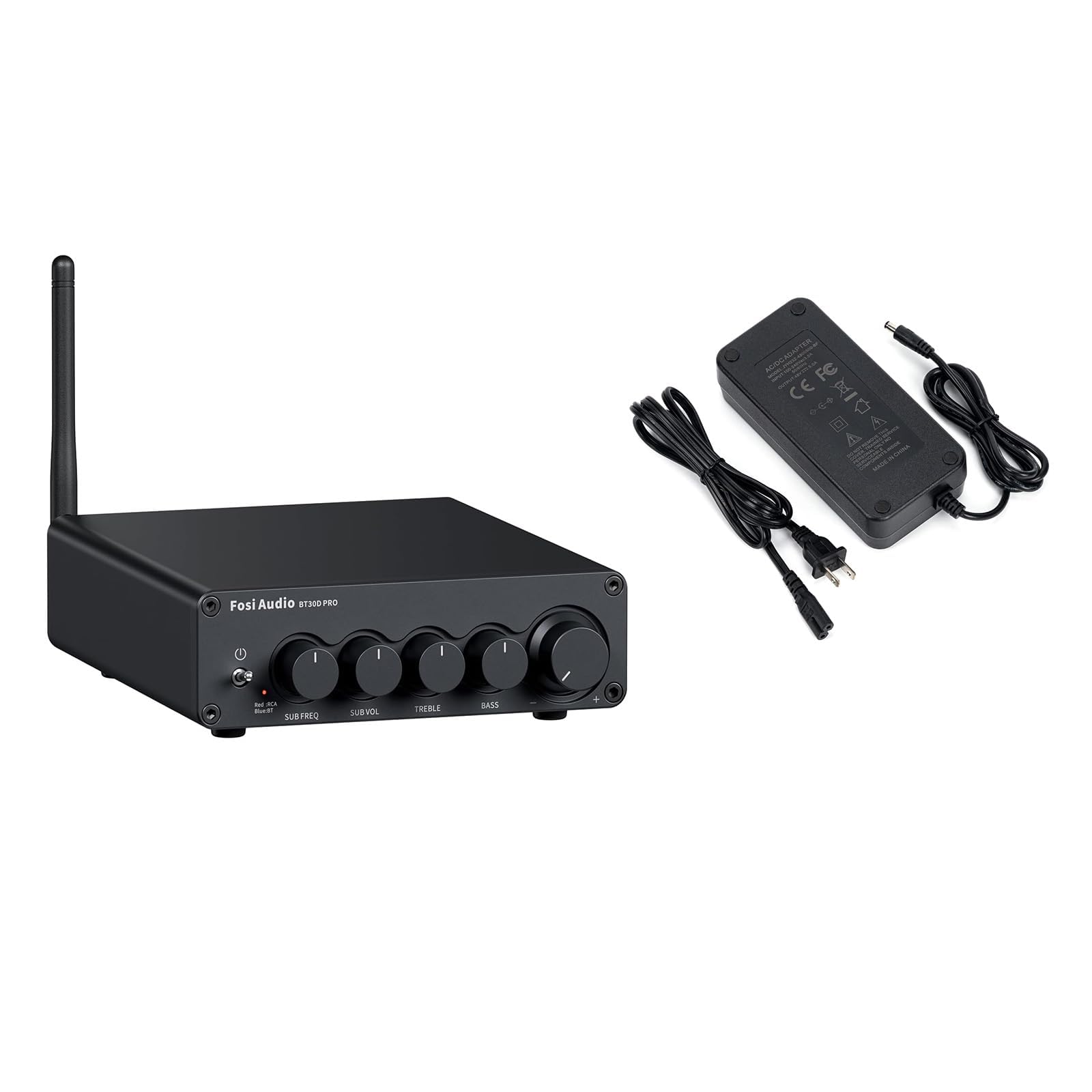 Fosi Audio BT30D Pro Mini Amplificateur Bluetooth Hi-FI avec TPA3255 and 48V 5A Alimentation Adaptateur Bundle