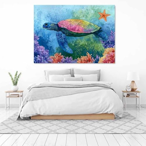 Toile tortue de mer multicolore PUQAAEO impression haute définition 40x60