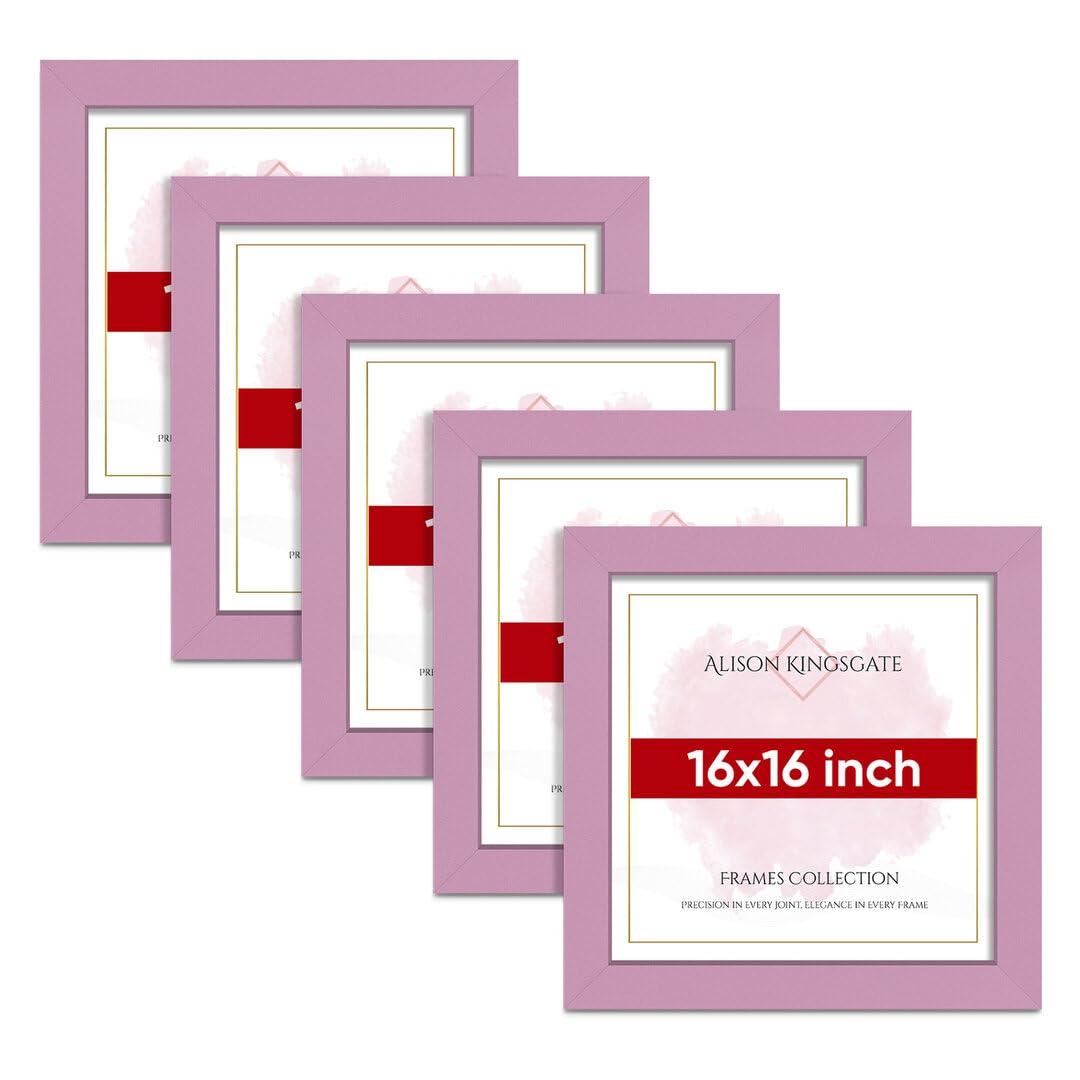 Alison Kingsgate Modern 16X16 PINK Photo Frame Pack of 5-Engineered Wood Picture Frames with Shatterproof Perspex - Ideal for Artwork-Wall Mount or Tabletop - Multiple Sizes & Colours Available — image 1
