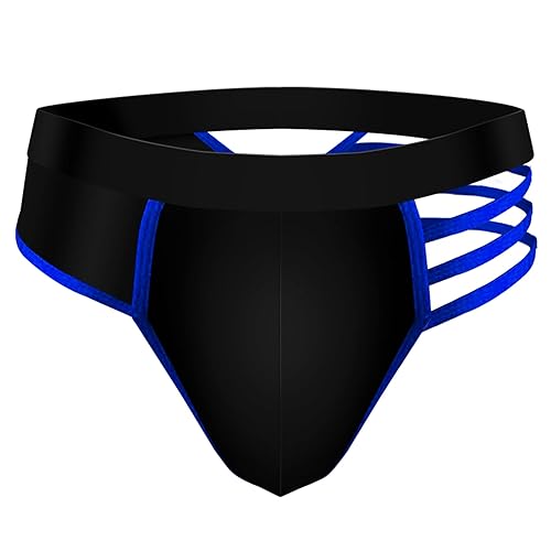 JEERLEEP Men's Sexy Lingerie Thongs G-Strings Underwear - One Size - Blue