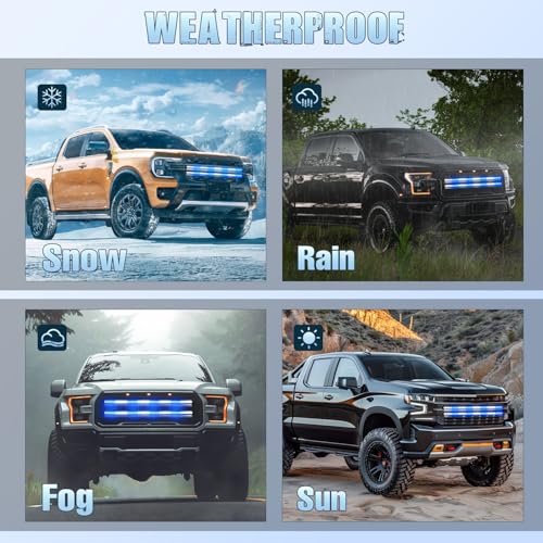 Image of Nilight 2PCS 24 inch Truck Grille Strobe Lights Strip 384 LED Emergency Light Blue White Flexible Side Flashing Warning Caution Safety Waterproof Lighting Kit for Trucks Tow Plow Construction Vehicles