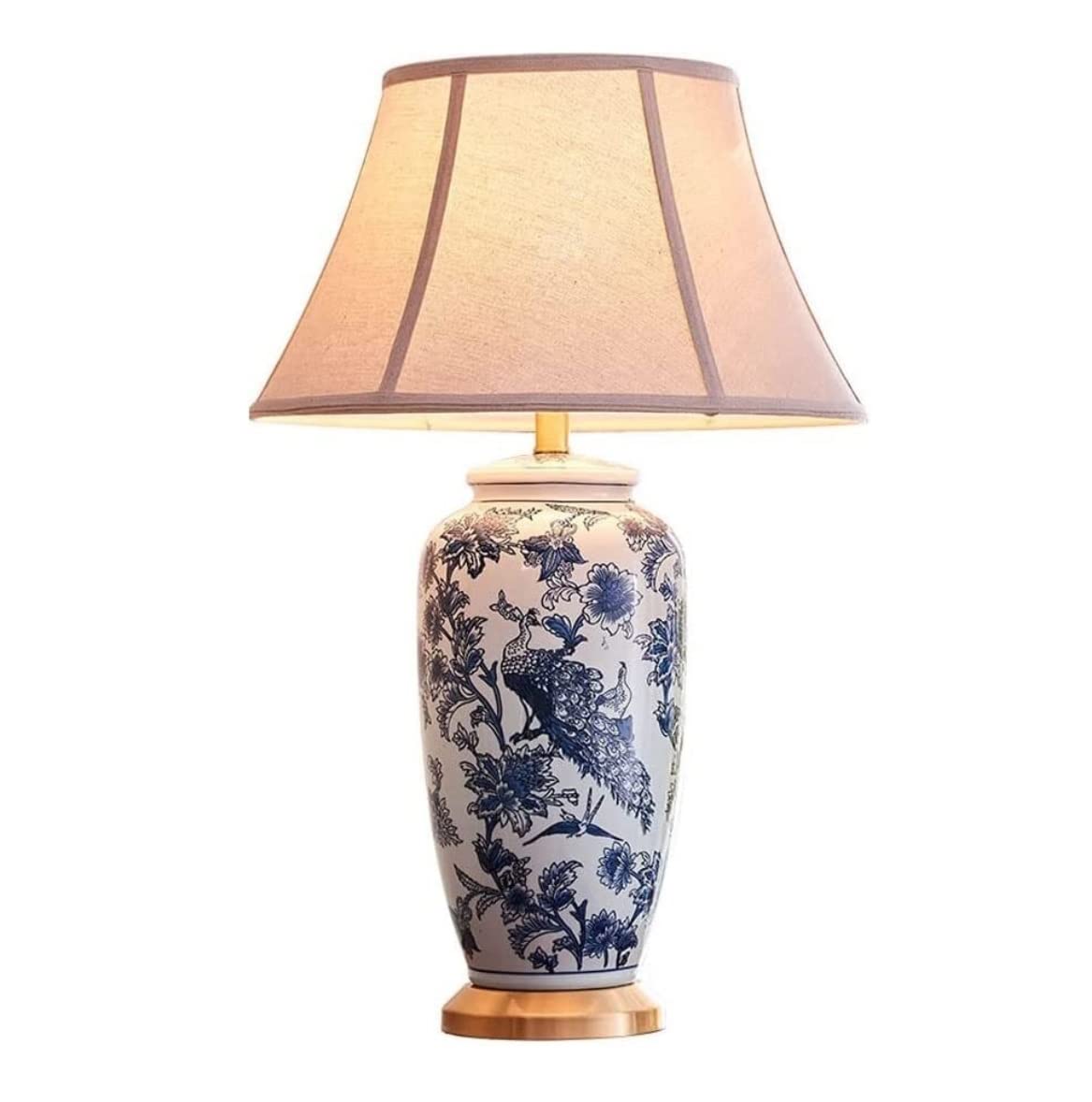 Lampa Stołowa Lampka Nocna Ceramiczne Mosiężne Lampy Stołowe Ręcznie Malowane Kwiaty I Ptaki Lampa Biurkowa Lampka Nocna Do Czytania Sypialnia Salon Lampa Biurkowa (Color : Remote control switch)