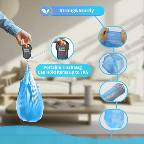 Image of O2frepak 5Rolls 4Gallon Portable Trash Bags,Thicken Small Garbage Bags for Office,Bedroom,Kitchen Waste Bin(150Counts,Colorful)