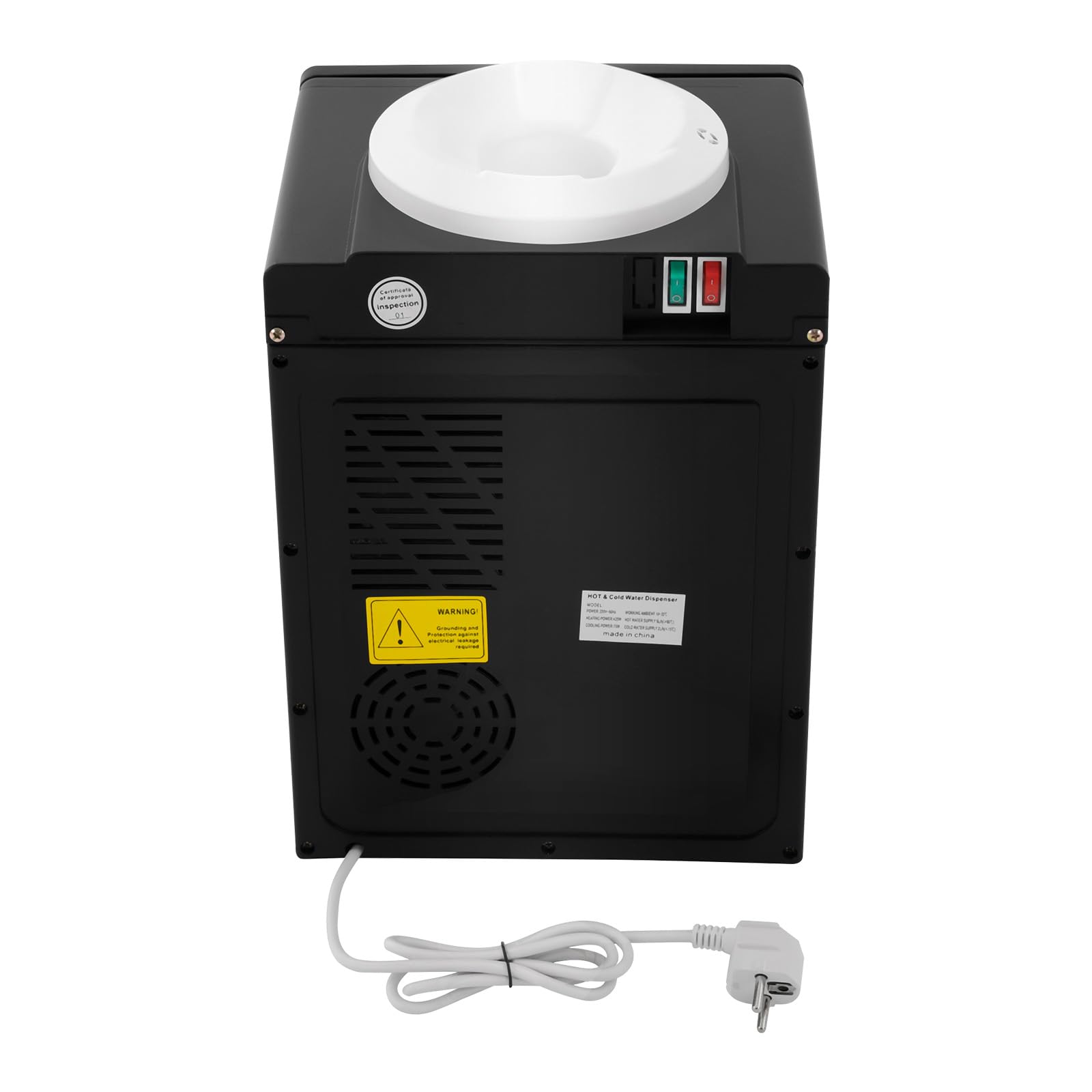 Dispensador de agua eléctrico, 550 W, 220 V, dispensador de agua caliente y fría, calentamiento rápido, máquina con puerta antipolvo compatible con cubos de agua de 3,5 L, 5 L, 10 L y 18,9 L