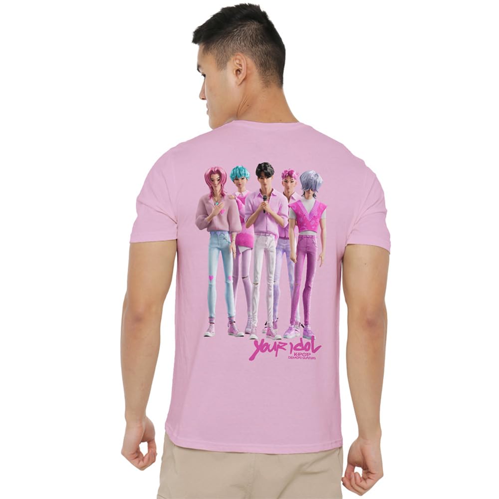 Kpop Demon Hunters Saja Boys Your Idol Front Back Unisex T Shirt, Pink, Medium