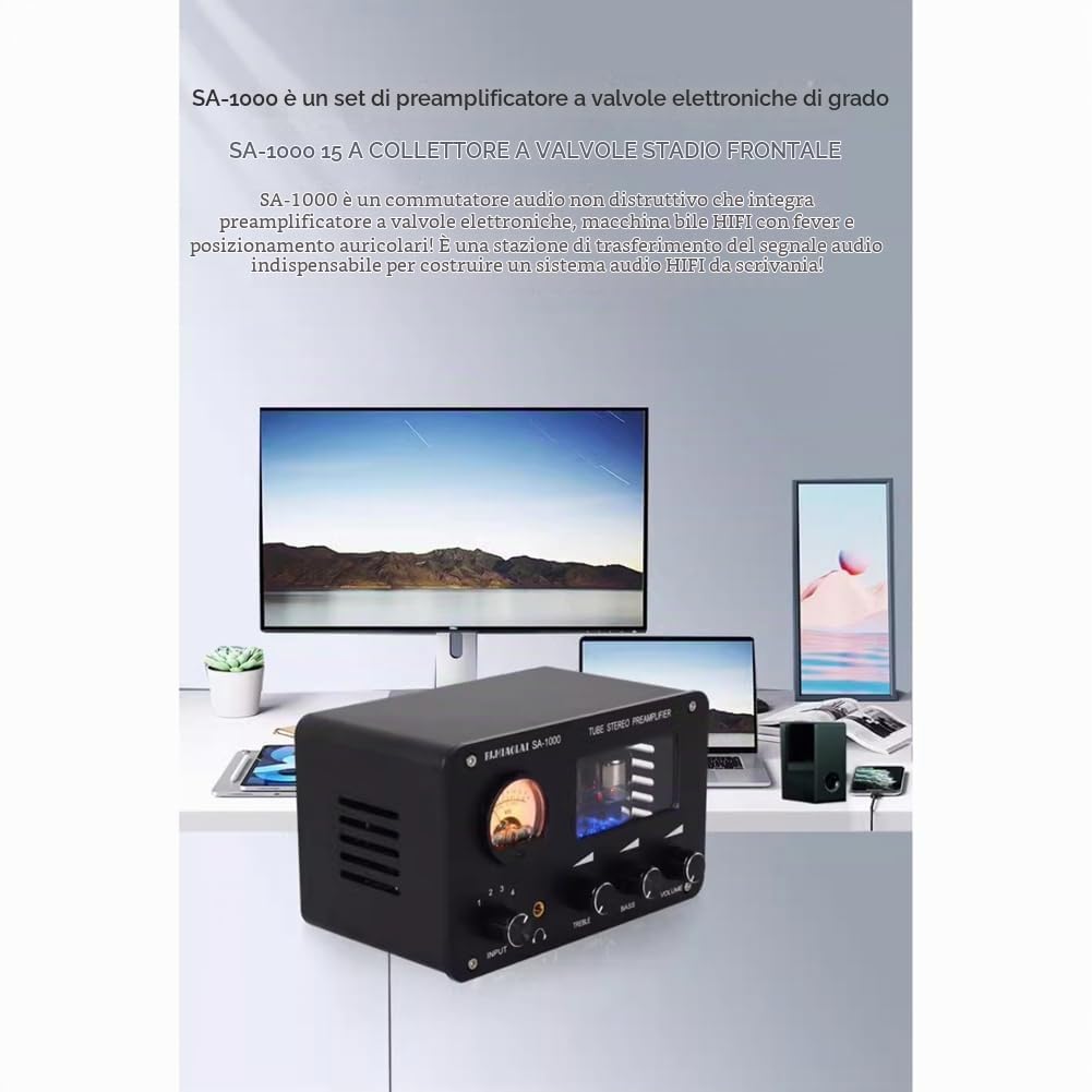 SA-1000 Preamplificatore Valvolare Audiophile Amplificatore HiFi Amplificatore di Commutazione Audio Amplificatori per Cuffie AC100-240V Spina Europea