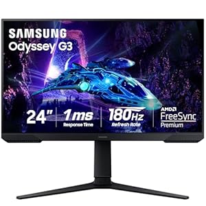 Samsung Monitor para juegos Odyssey G3 (G30D) de 24 pulgadas serie FHD, 1 ms, 180 Hz, AMD FreeSync, soporte ajustable, ecualizador negro, punto de objetivo virtual, modo protector de ojos, sin