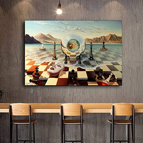 Firedeer Salvador Dali Chess Mask On The Sea Wall Art Surrealism Painting Canvas Print Poster Picture For Living Room Bedroom Home Decor (16X24Inch, Chess Mask On The Sea) #TOP5
