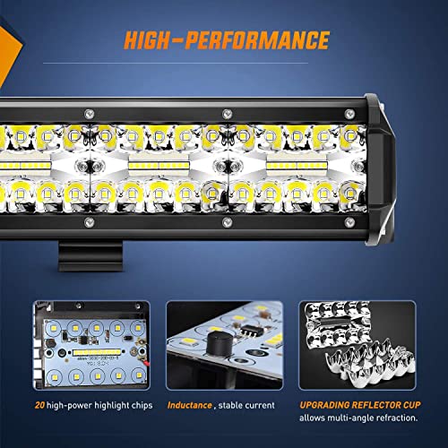 Nilight 26 540W LED Light Bar Combo with Rocker Switch and Wiring Kit – 50000LM Off-Road and Boat Lighting, 2-Year Warranty