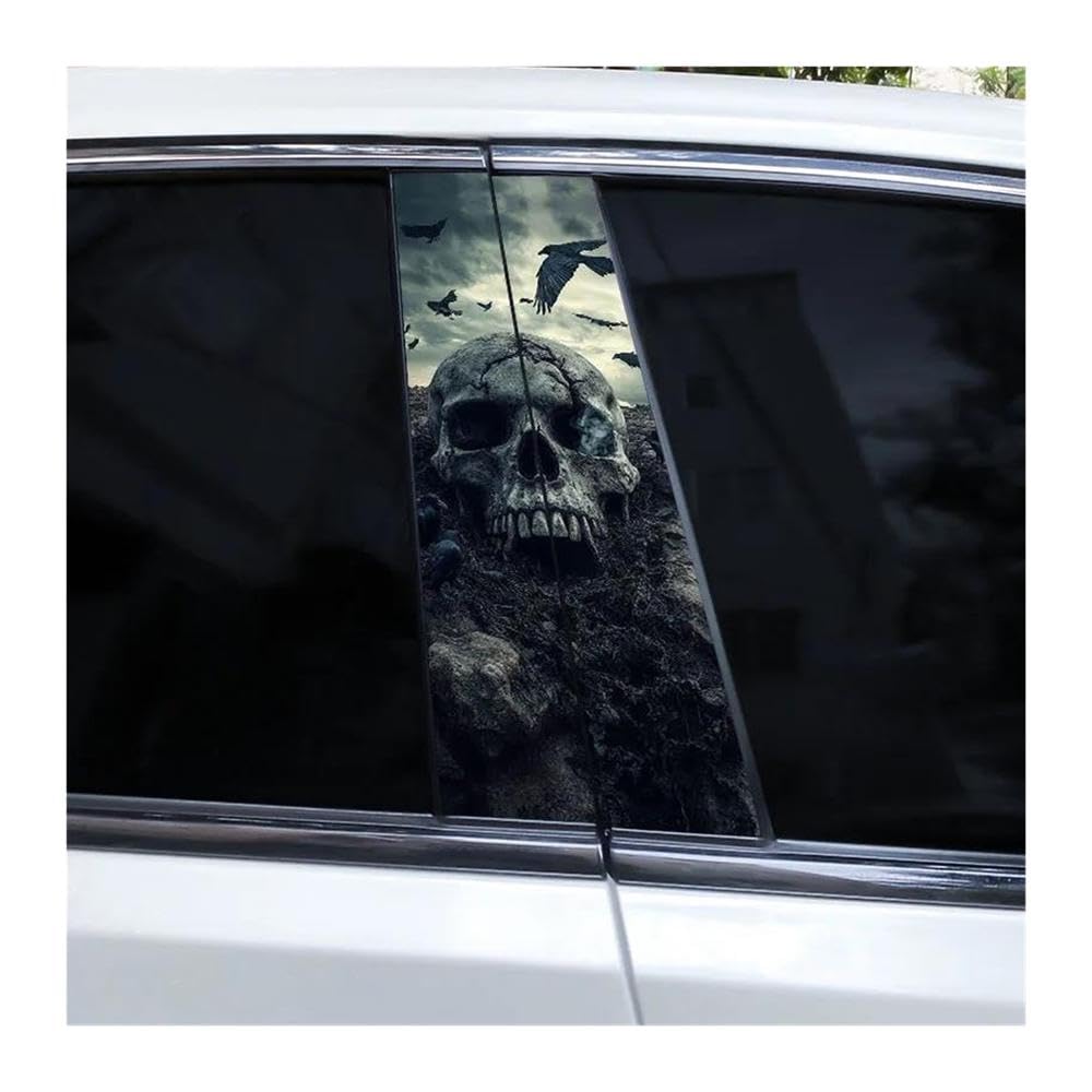 Decorative Items 2pcs Evil Skull Car Door Pillar Decoration Sticker DIY Cover Scratch Car Decal(J)