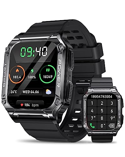 Military-Smart-Watch-for-Men-Call-ReceiveDial-196-HD-Waterproof-Tactical-Outdoor-Smart-Watches-with-Heart-Rate-Monitor-100-Sports-Modes-Fitness-Tracker-Smartwatch-for-iPhone-Android-Phones