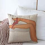 Throw Pillows Cover 18 x 18 Inches Pink Girl Sexy Womans Legs Panties Taken Off Beauty Love Red Sex Nude Model Lingerie Underwear Erotic Cushion Case Cotton Linen for Fall Home Decor