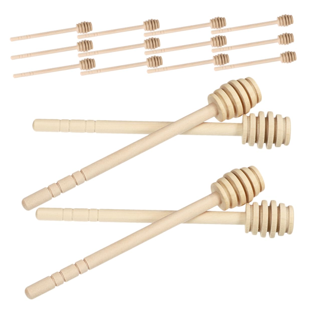 STOBAZA 20pcs Wooden Honey Mixing Stirrers Drizzle Spoon Honeycomb Dipper Wand for Efficient Honey Jam Coffee Stirring for Weddings Parties