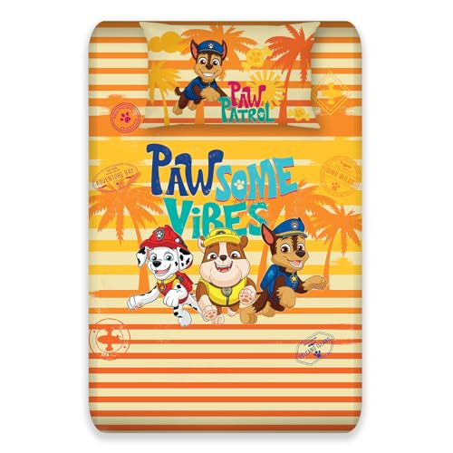 Image of Sassoon Paw Patrol Digital Printed, Cotton Single Bedsheet, 300 TC, 1 Pillow Cover, Fade Resistant, Bedsheet for Kid's Bedroom, (1.50m X 2.35m)