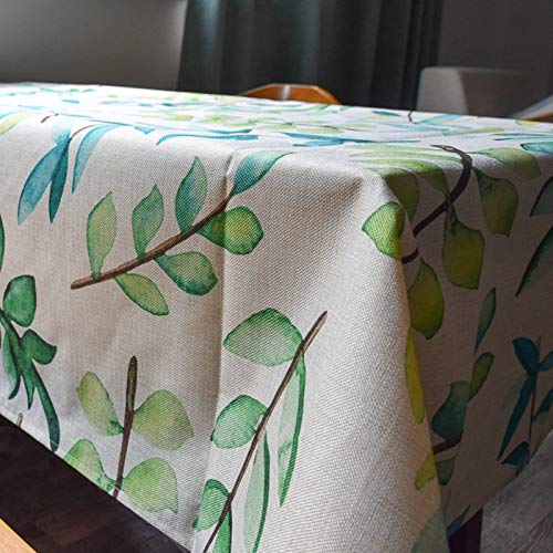 Couverture moderne bleu vert nappe rameaux coton lin pour salon et table - 4