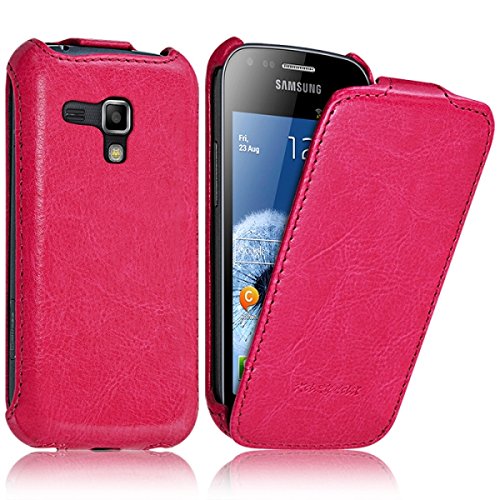 KARYLAX Seluxion - Housse Etui Coque Rigide à Clapet pour Samsung Galaxy Trend Couleur Rose Fushia + Film de Protection