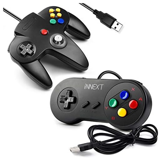 [USB Version] 2 Pack USB Classic Controller, iNNEXT USB N64 & SNES Controller Joystick for Windows PC MAC Linux Raspberry Pi 3 Sega Genesis Higan (Black)