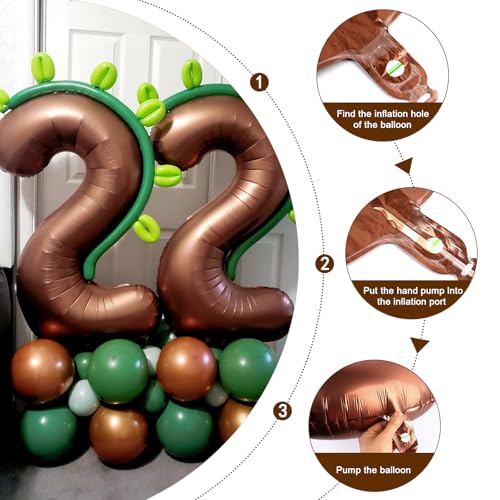 Image of Number Balloons 0 Balloon 40 inch Coffee for 10th Birthday Party Decoration | Saturated Color, Large 40 inch, With Inflation Straw & Hanging Holes, Great for Thanksgiving, Vintage & Cowboy Theme Party