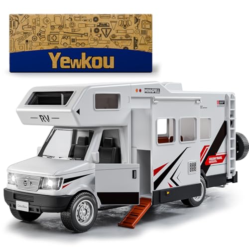 Yewkou Camper Van Adventure Toy Vacation Toy Push and Go RV Toy with Light and Sound Camper Van Gifts for Kids Boys and Girls Age 3+