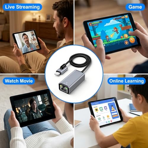 Image of Verilux RJ45 Ethernet Adapter PD 20W 480Mbps 50CM Compatible with iOS Devic