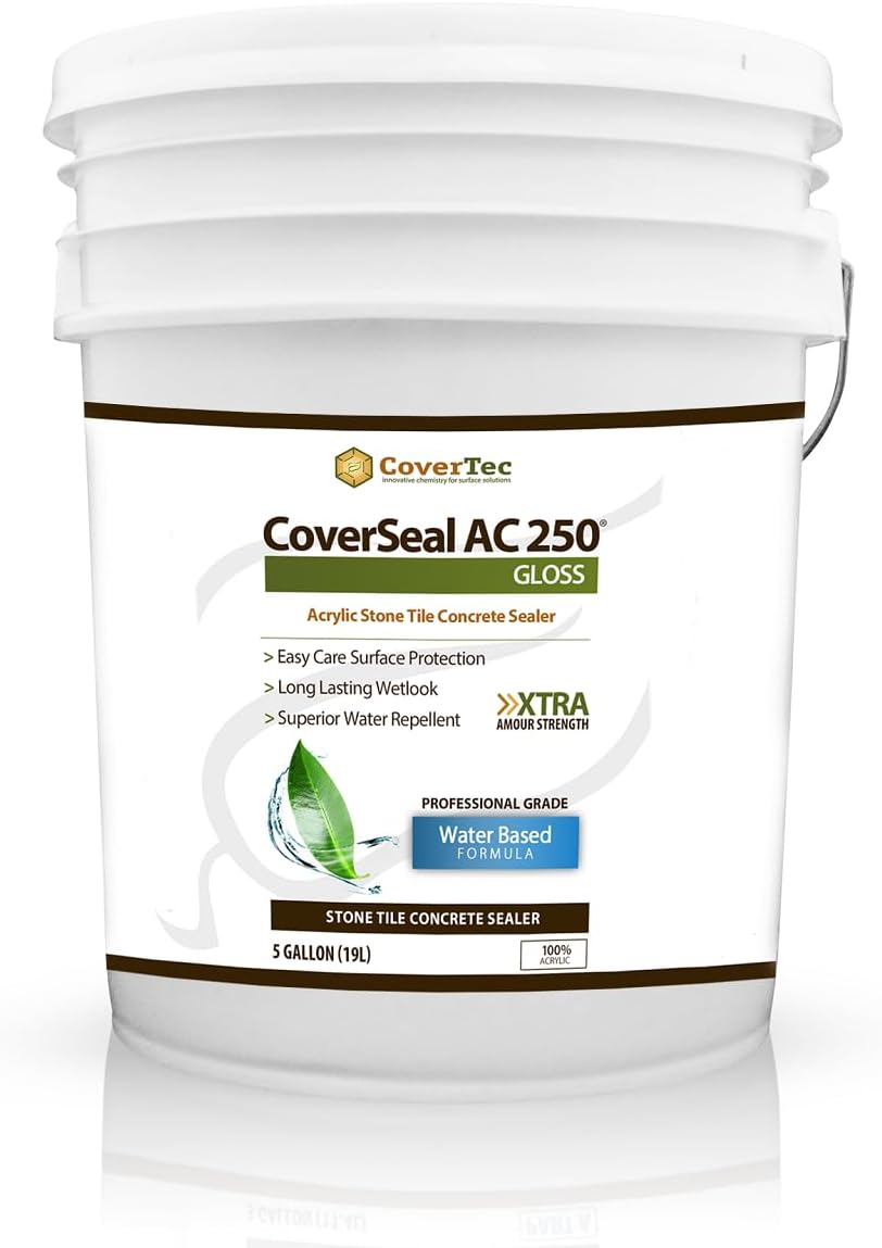 CoverSeal AC250 Wet Look Stone, Tile, Concrete Sealer, High Gloss,Water Based (5 gal)