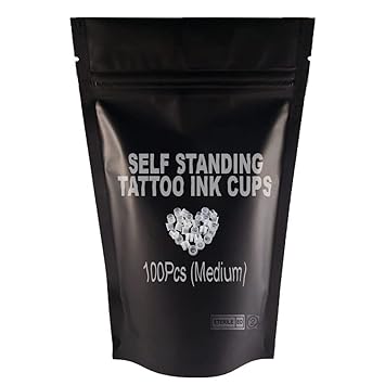 GadgetsDen 100Pcs Medium Size Tattoo Pigement Self Stand Ink Cups Permanent Makeup Tattoo Supplies