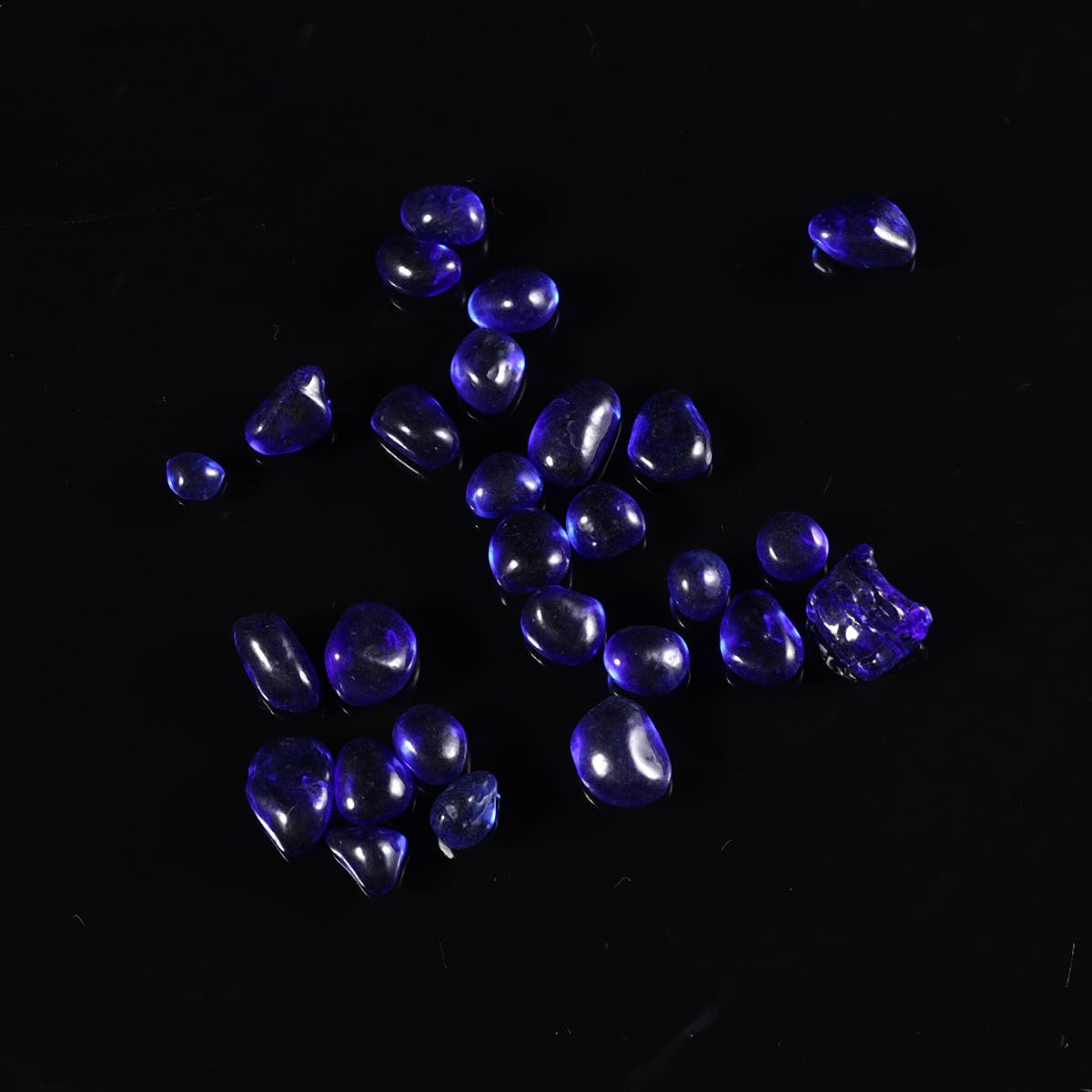 Ghiaia Vetro Colorata per Acquario, Decorazione Cristallo Blu 500g