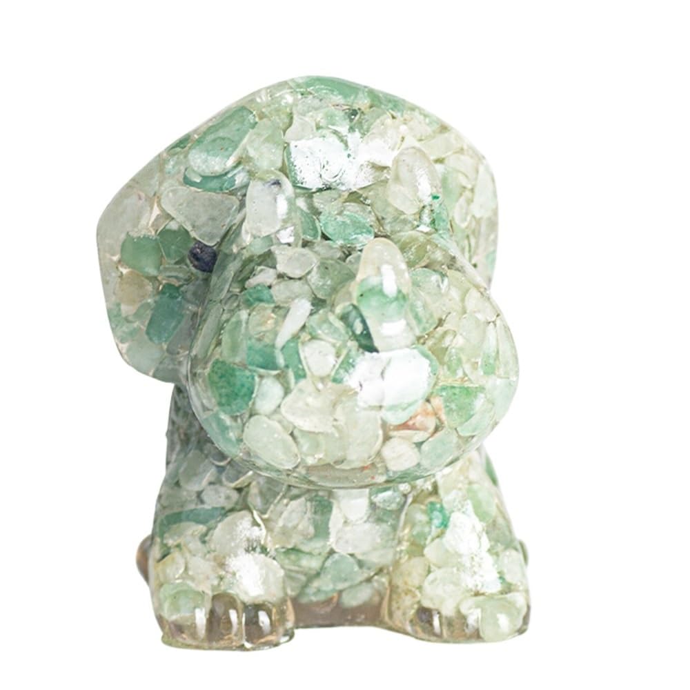 HUFFA Natural Crystal Gravel Resin Triceratops Figurine - Unique Home Decoration for Dinosaur Lovers(Greenaventurine)