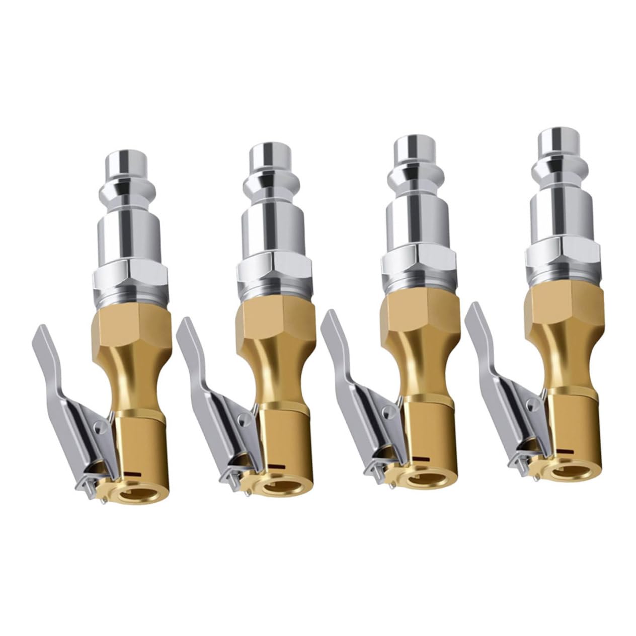 Happyyami 4Pcs Heavy Duty Air Chuck Adapter for Tire Inflator Fit Air Compressor Chuck Durable Quick Connect Tire Clamp Suitable for Cars Motorcycles and Bicycles