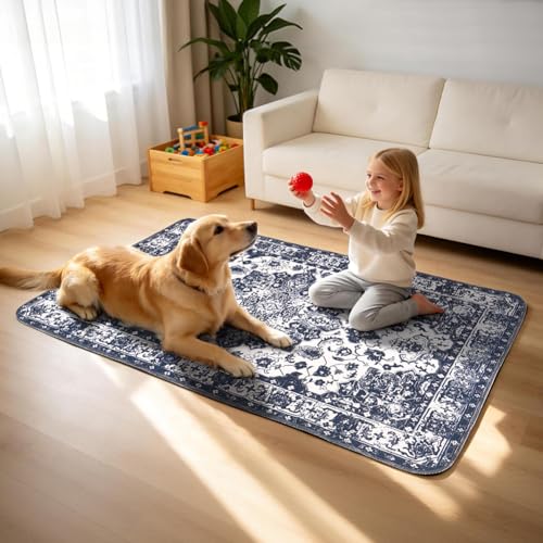 Image of Washable Pee Pads for Dogs, 2 Pack Reusable Puppy Training Pads 40 inchx26 inch Super Absorbent Waterproof Dog Training Pads, Non-Slip Potty Pads, Whelping Pads Litter Mat Navy Blue