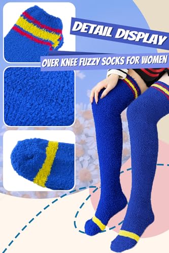 Image of CutiePlusU Womens Thigh High Fuzzy Socks Coral Fleece Over Knee High Sock - 1 Pair