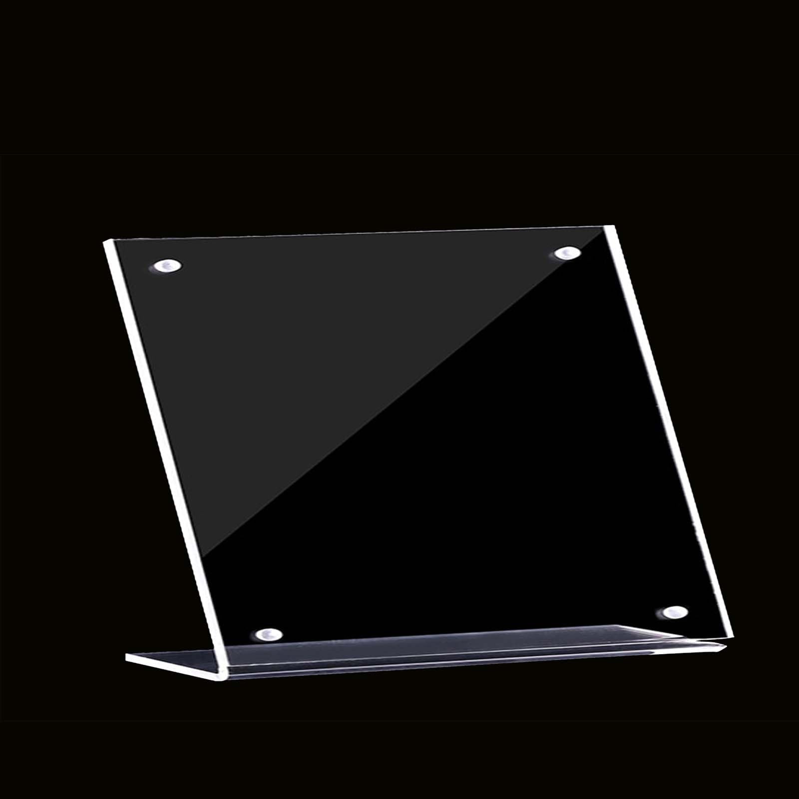 WOFDALY L Shape Magnetic Acrylic Sign Holder Display Stand Clear Double Sided Tabletop Menu Frame Countertop Card Holder for Restaurant Retail Office Flyer Display,21cm×29.7cm Horizontal