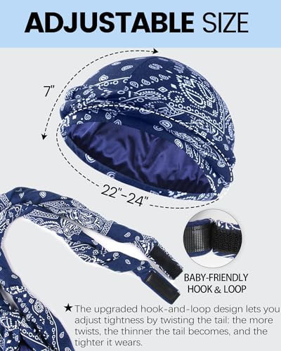 Image of Ababalaya Upgraded Satin Lined Halo Turban Durag for Men &Women Sleeping Bonnet PRE-Tied Headwraps for Hair Loss