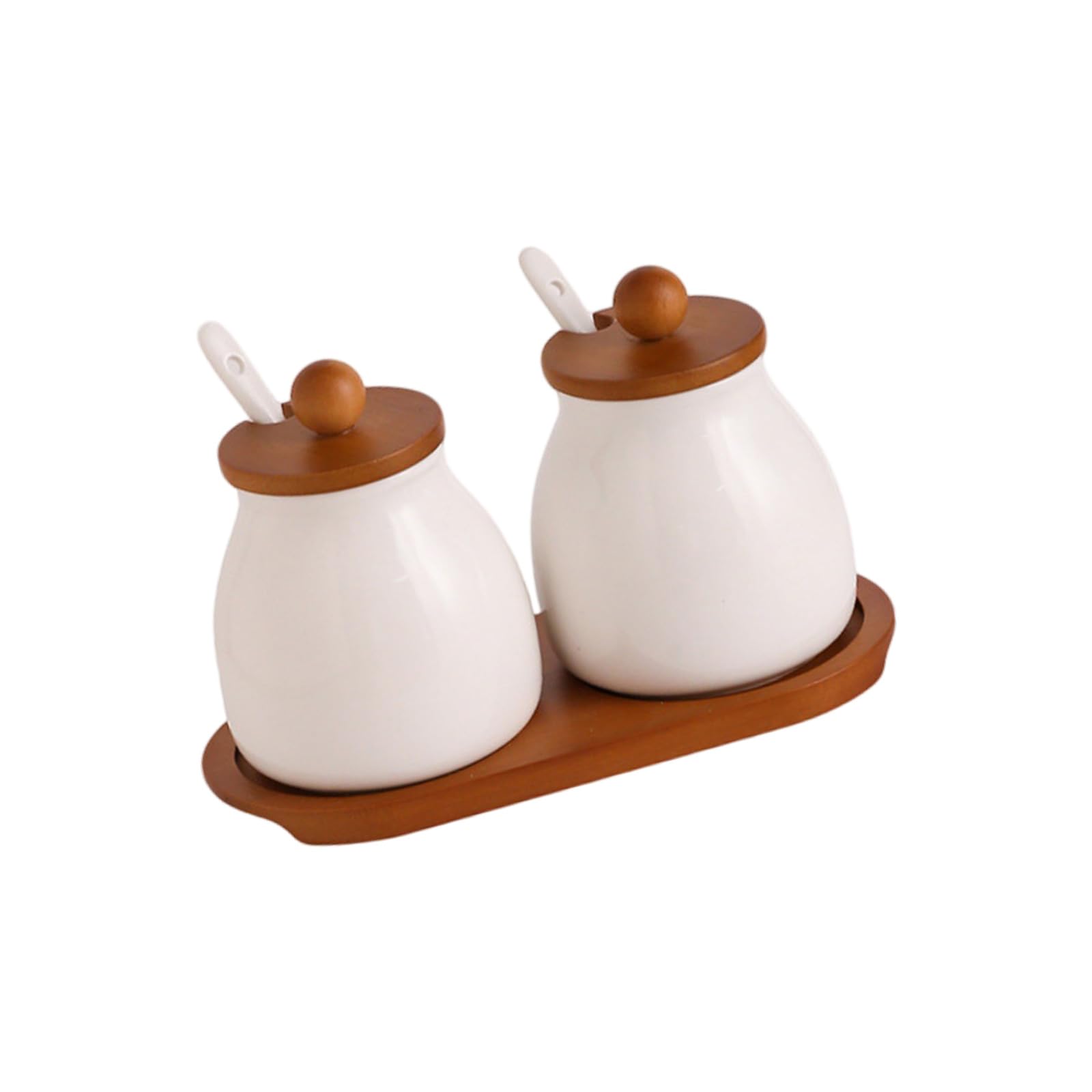 Kaeltsyn Ceramic Seasoning Jars Set White Glazed Canisters for Kitchen Countertop Condiment Storage Organizers Traditional Earthenware Seasoning Jars