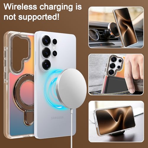 Image of Magnetic for Samsung Galaxy S26 Ultra Case with Stand [Compatible with Magsafe] [Cute Fluorescent Design] [1 Screen Protector] Slim Translucent Matte Case for Galaxy S26 Ultra 6.9 inch, Desert