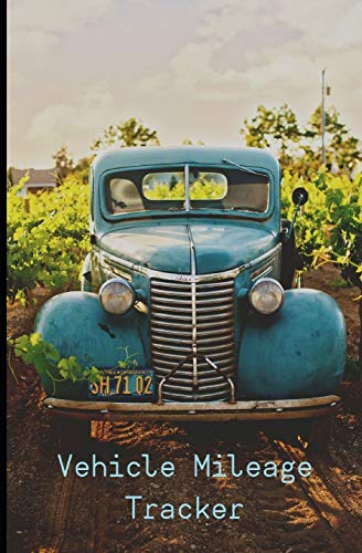 Vehicle Mileage Tracker:: Fun Vintage Faded Blue Pick-up Truck in a Vinyard: Auto