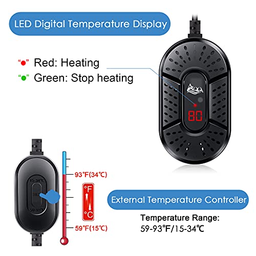 AQQA Small Aquarium Heater 15W/25W/50W/75W/100W Submersible Fish Tank Heater with Intelligent LED Temperature Display… - Image 4