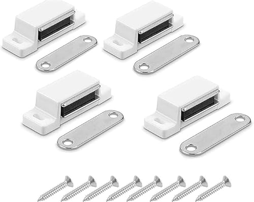 4Pcs Magnetic Door Catch - Cabinet Door Magnets for Kitchen Cupboard Wardrobe Closet Cabinet Door Drawer Latch (White)