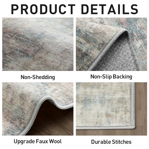 9x12 Area Rugs Washable Rug: Modern Abstract Living Room Rug Soft Anti-Skid Thin Carpet Indoor Floor Non-Shedding Carpets for Bedroom Dining Room Farmhouse Nursery Home Office Multi Color