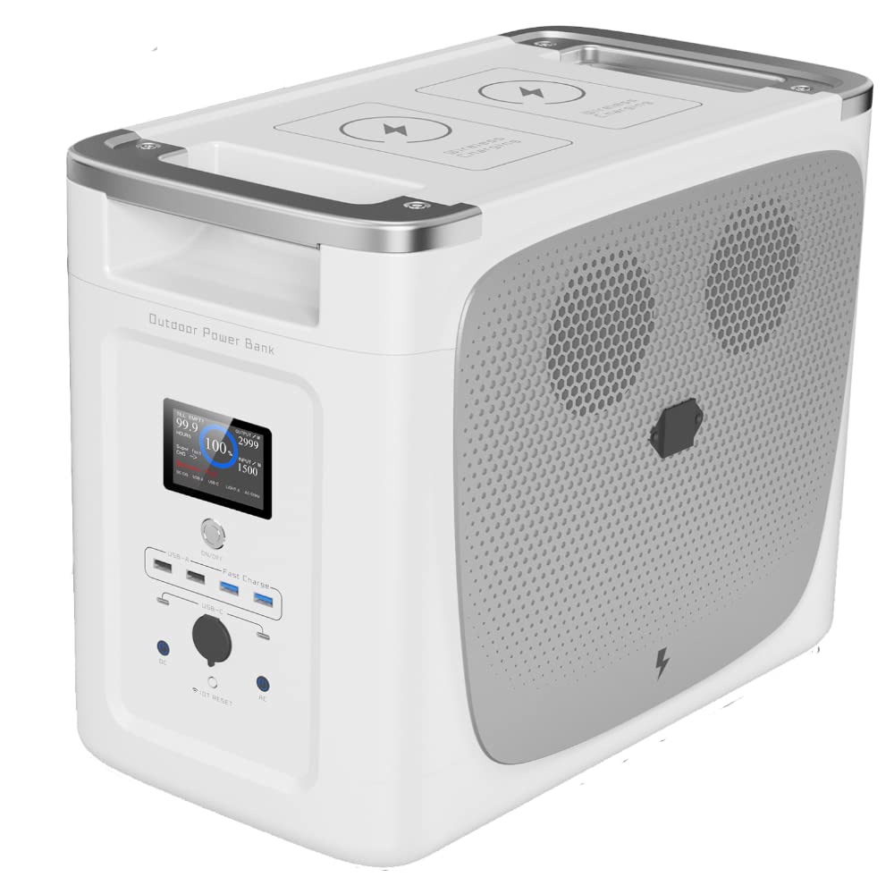 OFFOF Power Station portatile 2000 Wh UPS Solar Generator,E-Turbo Tech,WiFi,90 minuti di ricarica completa.Prese AC per campeggio, viaggi, giardino, balcone, fai da te e unità di emergenza