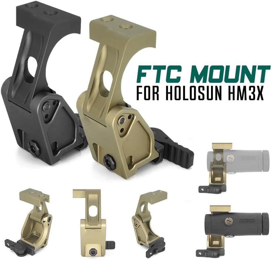 FTC 2.26/2.91 G33 G43 G45 3X/5X 6X Magnifier Flip-to-Side Mount Kit Tactical Optics Base Adapter QD Quick Release/Detach with Heighten Spacer Combo