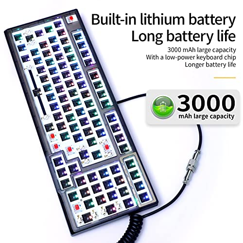 Image of Gk98 RGB Mechanical Keyboard DIY Kit Hot-Swappable Three Mode Wired 2.4g Wireless Custom Keyboard Compatible with Akko, Cherry Mx, Gateron, Kailh Mechanical Axis (Transparent Black)